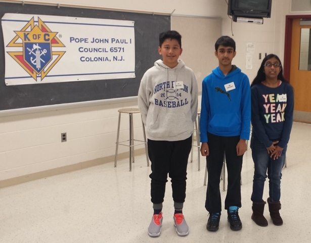 Knights of Columbus - Spelling Bee 1st, 2nd and 3rd Place Winners2